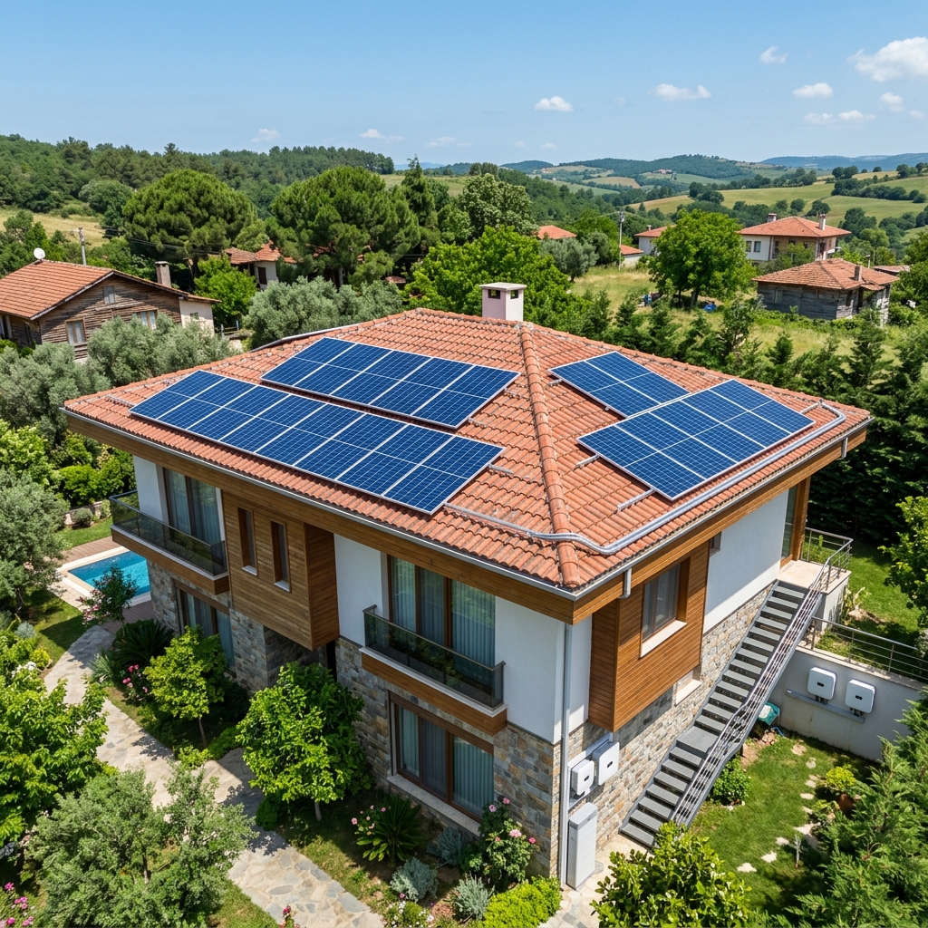 12 kW Hibrit Villa Çatı GES Projesi Şile İstanbul