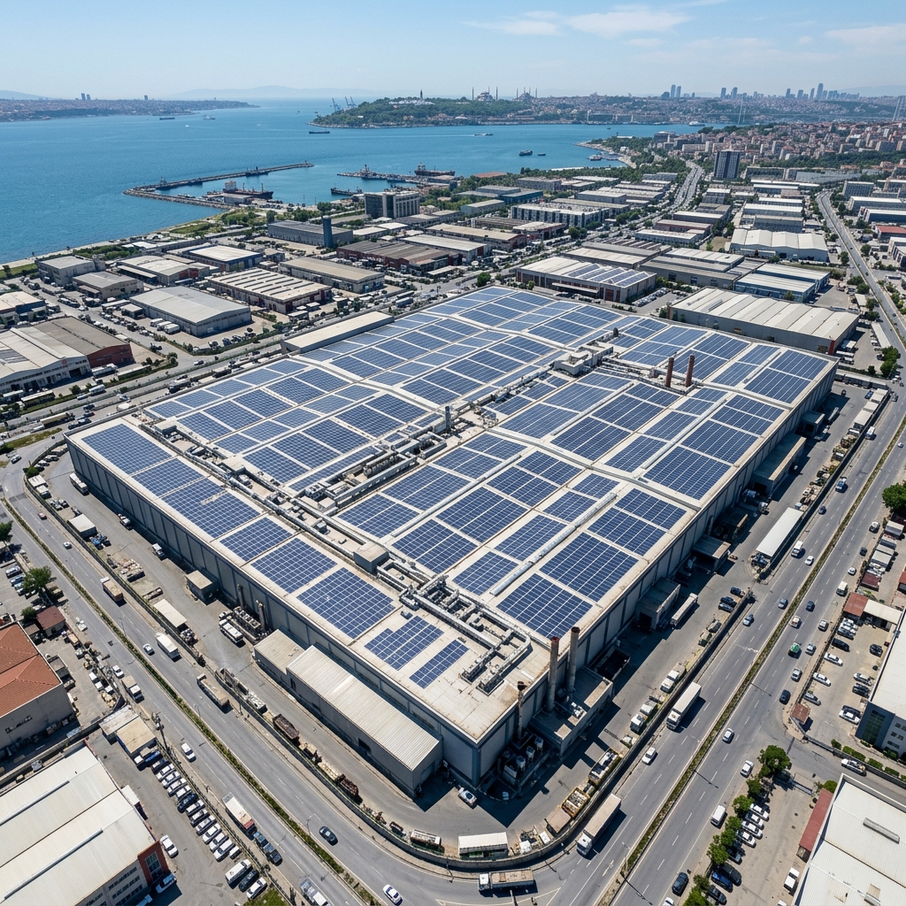 Ticari fabrika çatı güneş enerji sistemi