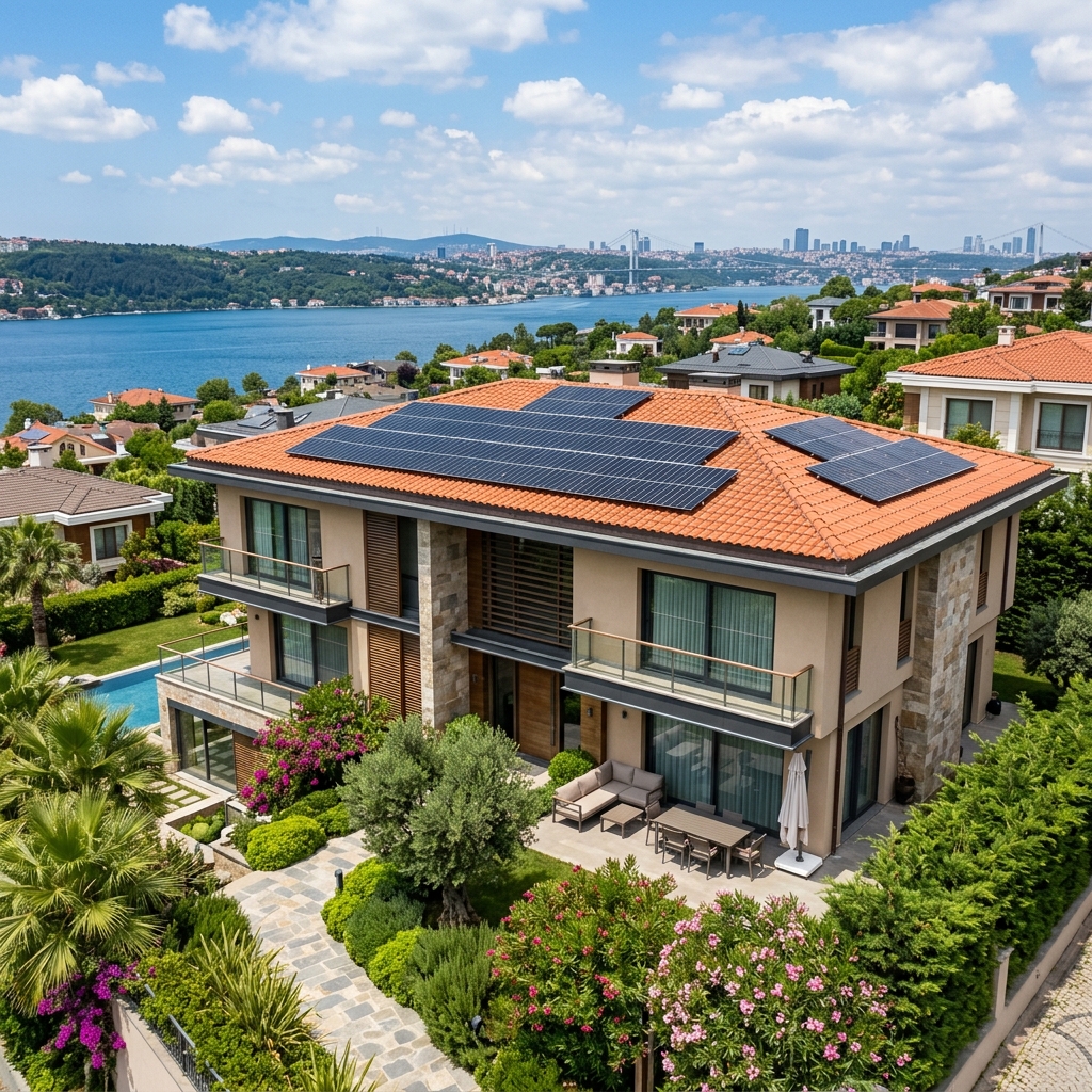 Villa çatı güneş enerji sistemi kurulumu